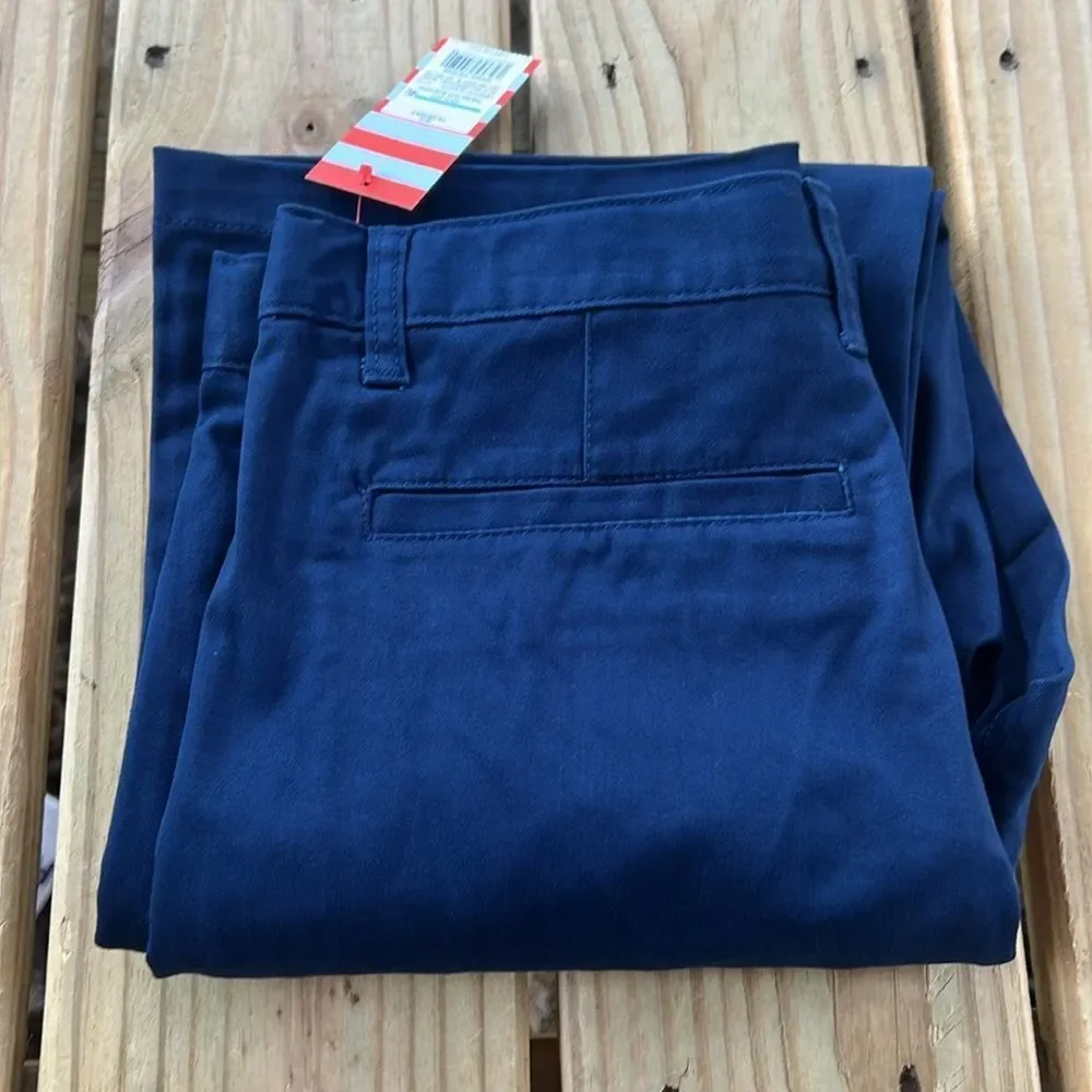 NWT Cat & Jack Boys Navy Flat Front Twill Chino Pants Thanksgiving Holiday Husky